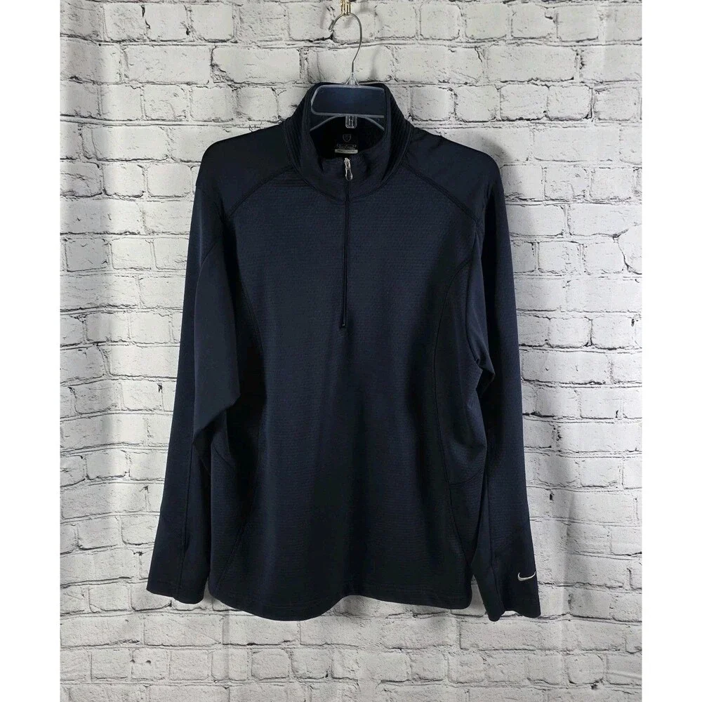Nike Men's Medium Dark Blue 1/4 Zip Long Sleeve Golf Pullover